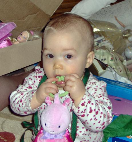 Annabel 7 months old. - Our youngest grand daughter at our Christmas Gathering, December 2007.