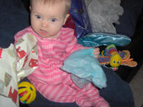 Katie opening presents - Katie busy opening her Christmas present