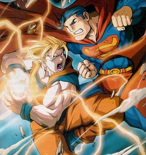 Goku vs Superman... - this is a picture of DC comics superhero Superman and Goku from the worldhit anime series DRagonballZ...