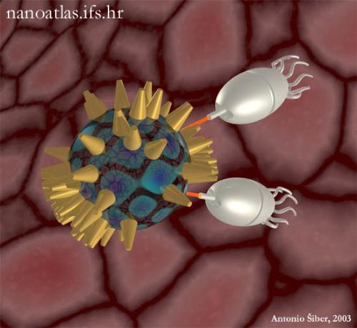 Nanobots - Nanobots killing a virus....