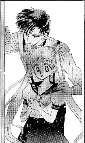 *doki* - A scene from first chapter of Sailor Moon Volume 2. In the tv series Mamoru was never so tender to Usagi untill the time he knew she was a princess:/