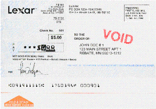 Rebate Check - A ''dummy'' rebate check