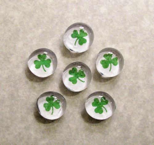 Shamrock Magnets - Bring home the luck of the Irish, with this set of 6 bubble-glass magnets. They make a great gift and are handy around the house. A great gift idea that can be used all year long.
