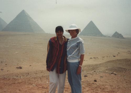 Me and My Grandma in Egypt - 1993 - What a trip! Here we are with the Pyramids in the background.