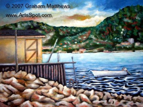 LaScie Harbour - Painting by Graham Matthews at http://www.ArtsSpot.com