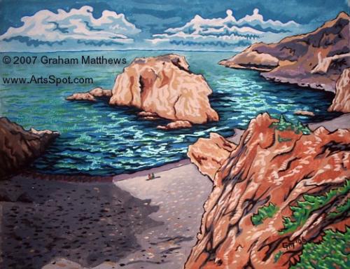 Meeting at Island Cove - Painting by Graham Matthews at http://www.ArtsSpot.com