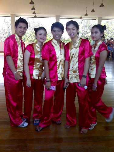 Chinese dancers - My classmates and I preparing for our p.e night dance off. Chinese festival theme.