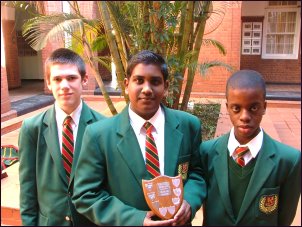 Debating - The Grade 8's - Ryan Bailey, Joshua Munisamy (best speaker) and Thusani Phewa.