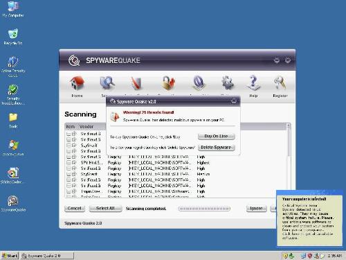 Virus & Spyware - This is an image of using anti-spyware scan to remove spyware.