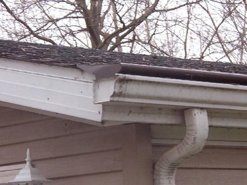 Gutter caps - Best I could do with a pic of it. Prevents debris flowing into the gutters and ice forming near the roof edge/on the gutters.