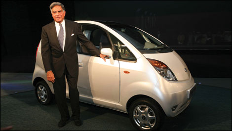 Nano, by TATA - This is the new car &#039;Nano&#039;, manufactured by TATA. It was unveiled this week, during the international Auto expo at Delhi. Seen here is Mr.Ratan Tata, with his new model.