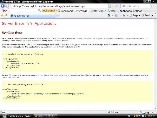 Mylot Error - Server Error In Application - This is an image I print screen of the error that mylot has been receiving all morning today.
