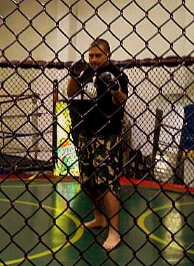 in the cage - I was training at Jackson's Mixed Martial Arts school in Albuquerque, NM.