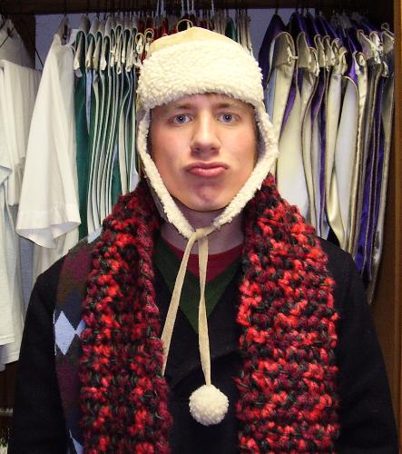 Winter Hat! - Me wearing my new winter hat and scarf! Boy, do I love it!
