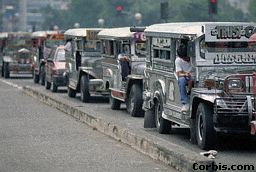 Jeepney - Traffic! Jeepneys are the popular means of a transportation in the Philippines.