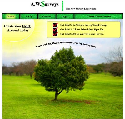 screenshot of Awsurveys - opening page of Awsurveys