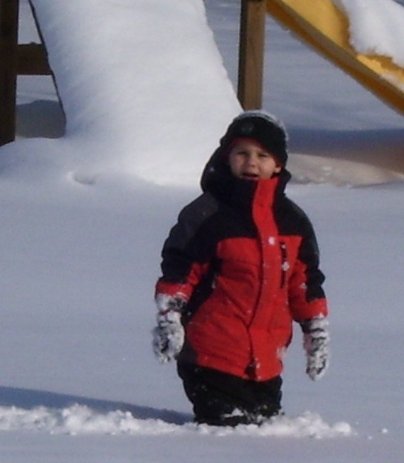 Grandson and Snow  - This picture was taken New Years Day 2008 in Michigan - it shows just how much snow we got over night.