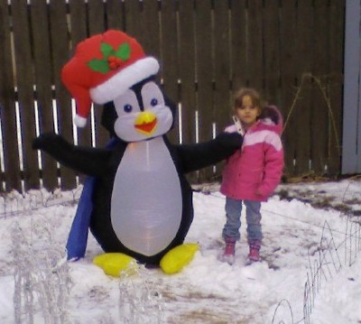 Daughter in December 2007  - Pic of my daughter outside just before I set up the rest of the Xmas decorations.