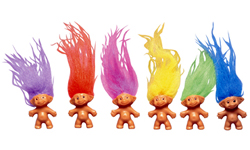 A picture of 6 Cute colorful rainbow hair treasure - A picture of 6 Cute colorful rainbow hair treasure trolls