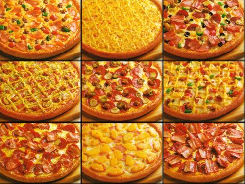 9 pizza's - 9 pizza's with different toppings