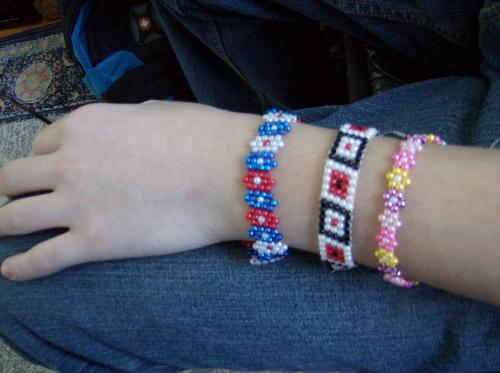 bracelets - hand made bracelets by me from small beads