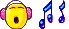emoticon - singing emoticon with notes and earmuffs emoticon - singing emoticon with notes and earmuffs