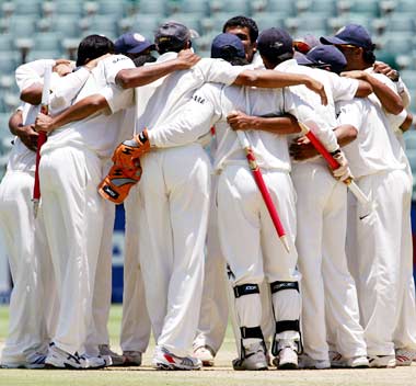 Indian cricket team - Indian cricket team in their test match outfit.