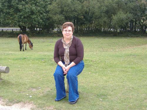 Me - Me in the New Forest in Hampshire last year.  I really hate my photo's. But thought it was time to update with some new ones. I love the New Forest it's a great area where horses, cows, pigs and donkeys can walk freely across the land. They have cattle grids to stop them getting on the mainbusy roads. It's just such a nice quiet place to visit, with lots of tiny villages with great shops to be able to buy unusual gifts for friends and family. If you live in the UK or ever visit here you must take a look.
