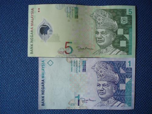 Money of my country - The smaller note is RM1 which is blue in color. The image attached shows the RM1 note and the RM5 note (green in color).