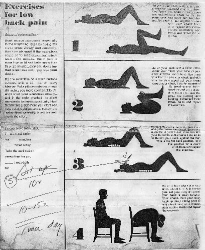 Back Pain Exercises - This was given to my mom by her doctor in which worked for her and now it works for me