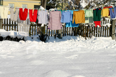 Drying Clothes - Picture of clothes being dried outside.