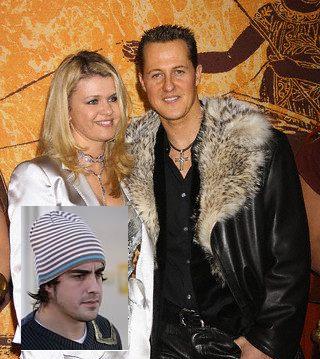 Michael Schumacher  - Michael Schumacher and Corinna his wife plus with Fernando Alonso