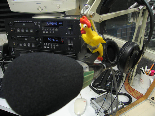 uclaradio.com pictures from the room pt.2 - Radio Chicken on the microphone he doesn't say much ...lol.