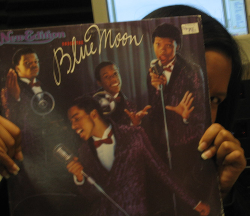 uclaradio.com pictures from the room pt.7 - The record of blue moon even though Anna is hiding behind it, we didn't play any of it in our DJ set.