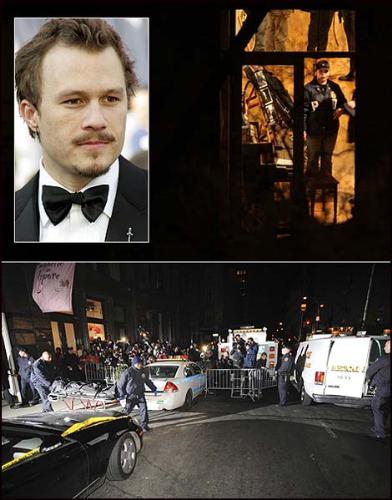 The Death of Heath Ledger - Police carry out the body of Heath Ledger from his Manhattan apartment as a crowd looks on