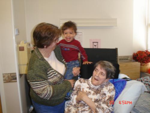 A visit with Grandma - This is myself, my grandson, and my mother; it was taken in her nursing home room, and is one of the last photos of my mom before she passed away last February. My daughter snapped the pic; it was my mother's 77th birthday. She always lit up when the little guy visited...
