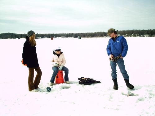ice fishing - hubby and daughters ice fishing