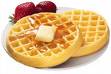 Waffles and Strawberries...Yum - waffles and side strawberries