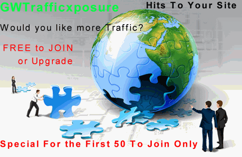 GWxTreme Traffic - This is a combined traffic exchange, banner exchange and text ad exchange. Many ways to earn traffic for your site! FREE to join!   http://www.gwtrafficxposure.com/?rid=5