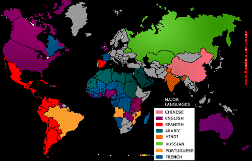 world biggest languages - map of worlds biggest languages