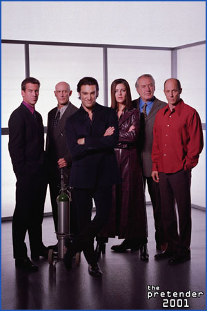 The Pretender - The cast of The Pretender: Michael T. Weiss as Jarod, Andrea Parker as Miss Parker,Patrick Bauchau as Sydney, James 'Jamie' Denton as Mr. Lyle, Jon Gries as Broots, Richard Marcus as Mr. Raines