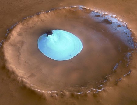 Mars - This is a frozen water in the surface of mars that was founded by NASA. It's very interesting right? May be some day mars will be a place of cretures while earth is gone.