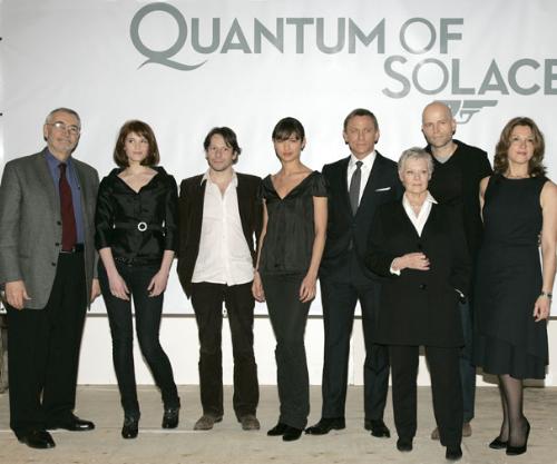Quantum Of Solace - The 22nd James Bond movie called Quantum of Solace, the cast, the director - the bald guy - and the producers at each end in this picture.