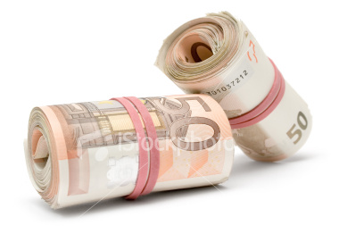 Rolls of Euros - Rolls of Euro bills