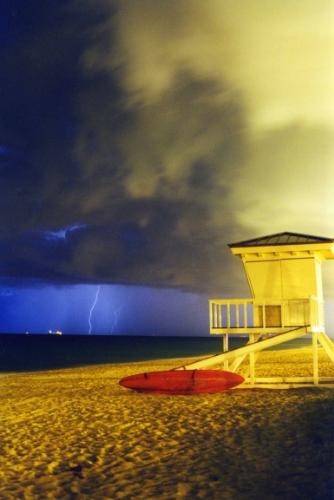 Offshore lightning - Photo was shot at around 2:00am. There is some ambient light from headlights and hotels across the street.