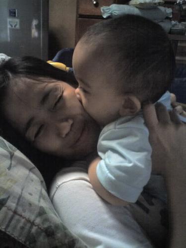 mom and baby - baby gave mom a very sweet kiss!