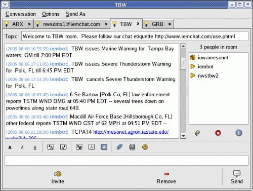 Chatting - The IEM Chat Project is an effort to support the realtime collaboration of operational meteorologists. The National Weather Service (NWS) is not affliated with this project, but some forecast offices do voluntarily participate.