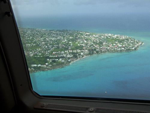 Barbados - A view of the island from the aircraft on approach