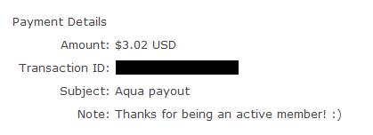 Been Paid : Aquamails - Proof of payment of aquamails