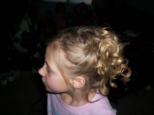 sierra - this is my princess, she went on her first sleepover then they went to the beauty college and got their hair done. she lives for this kind of thing.
